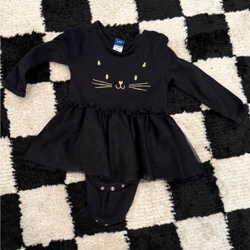 Black Cat Face Baby Dress